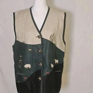VTG H Hoser Fall/ Animal Embroidered Grandpacore Vest Sz 40 Au( US 10)